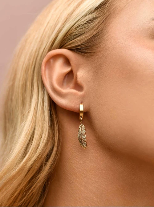 Kolczyki piórka, stal pozłacana  S209467Z00