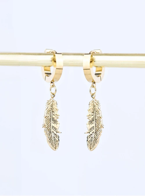 Kolczyki piórka, stal pozłacana  S209467Z00