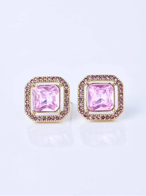 Kolczyki różowy kryształ, złoty S205294Z06