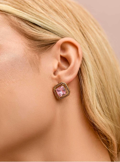 Kolczyki różowy kryształ, złoty S205294Z06