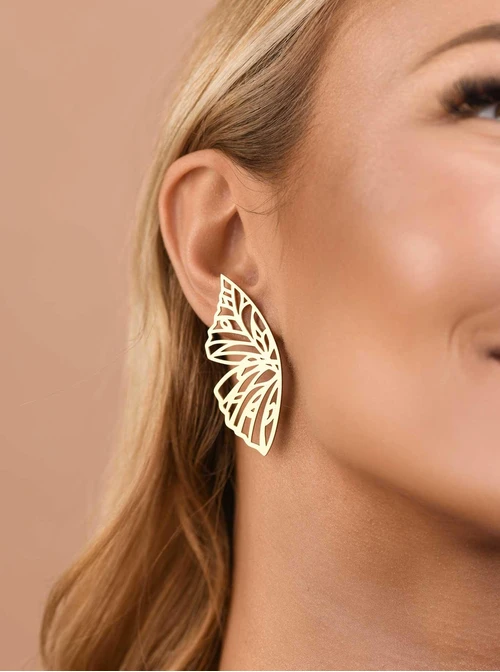 Kolczyki skrzydła motyla, stal pozłacana S209469Z00