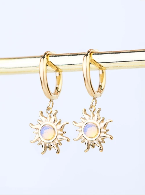 Kolczyki słoneczka, Opal, stal pozłacana S209339Z00