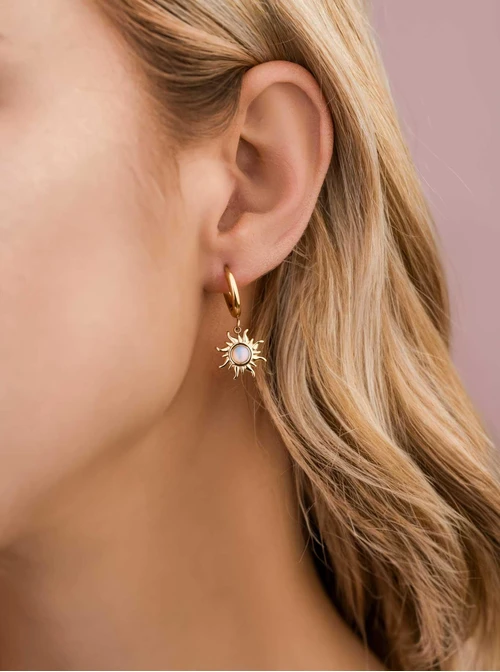 Kolczyki słoneczka, Opal, stal pozłacana S209339Z00