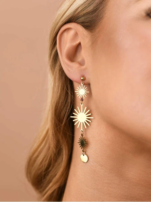 Kolczyki słoneczka, stal pozłacana S209435Z00