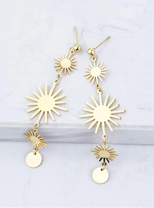 Kolczyki słoneczka, stal pozłacana S209435Z00