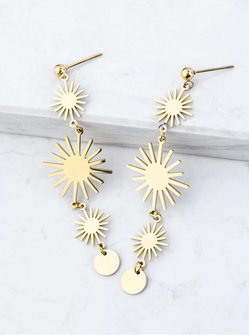 Kolczyki słoneczka, stal pozłacana S209435Z00