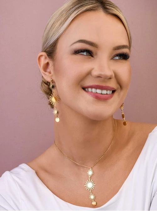 Kolczyki słoneczka, stal pozłacana S209435Z00