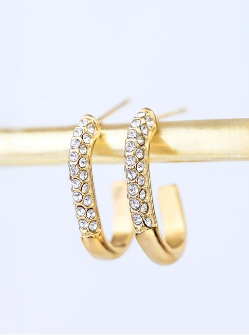 Kolczyki z kryształkami, stal pozłacana S205475Z02