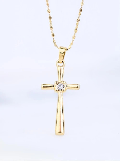 Naszyjnik Krzyżyk, stal pozłacana  S309567Z00