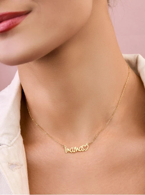 Naszyjnik "Mama", stal pozłacana  S306804Z00