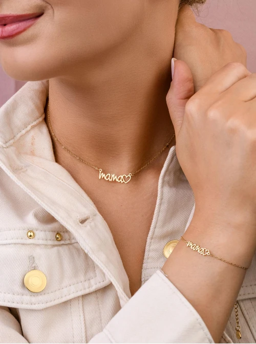 Naszyjnik "Mama", stal pozłacana  S306804Z00