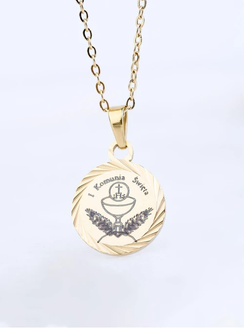 Naszyjnik Medalik, stal pozłacana S309572Z00
