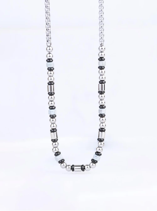 Naszyjnik Męski, Agat, Onyks, stal S309331S00