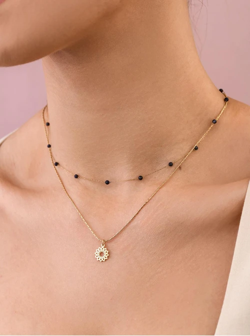 Naszyjnik Rozeta Vezzi, Noc Kairu, stal pozłacana S308388Z00