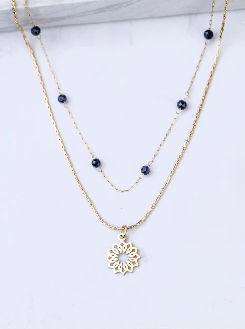 Naszyjnik Rozeta Vezzi, Noc Kairu, stal pozłacana S308388Z00