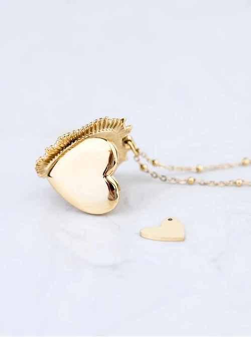 Naszyjnik Sekretnik, serce, stal pozłacana S308149Z00