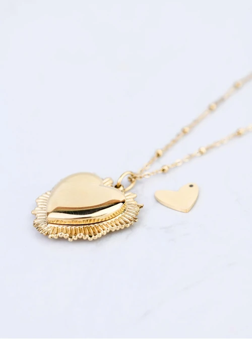 Naszyjnik Sekretnik, serce, stal pozłacana S308149Z00