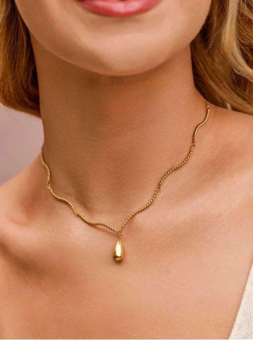 Naszyjnik dmuchana kropla, stal pozłacana S309499Z00