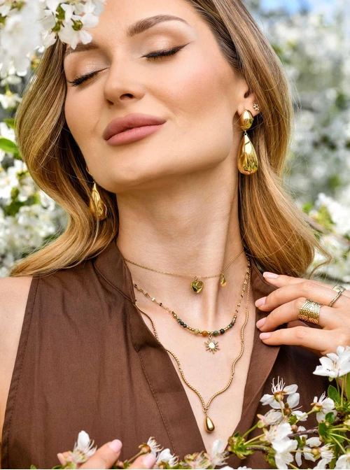 Naszyjnik dmuchana kropla, stal pozłacana S309499Z00