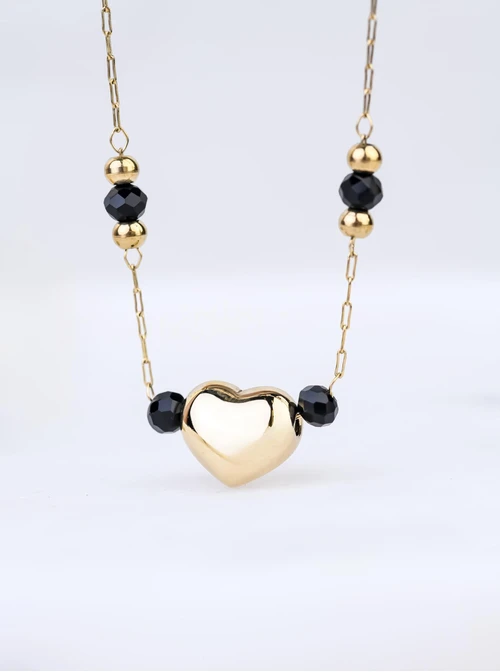 Naszyjnik dmuchane serduszko, stal pozłacana S307869Z01