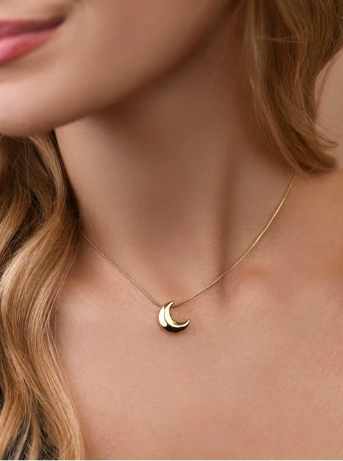 Naszyjnik dmuchany księżyc, stal pozłacana S309493Z00