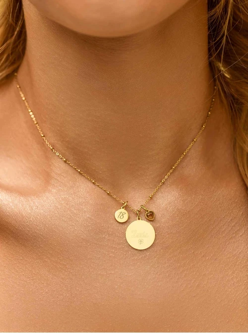 Naszyjnik kółeczko, stal pozłacana S308096Z00