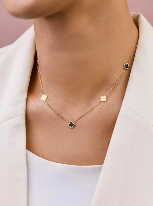 Naszyjnik koniczynki, stal pozłacana S309502Z00