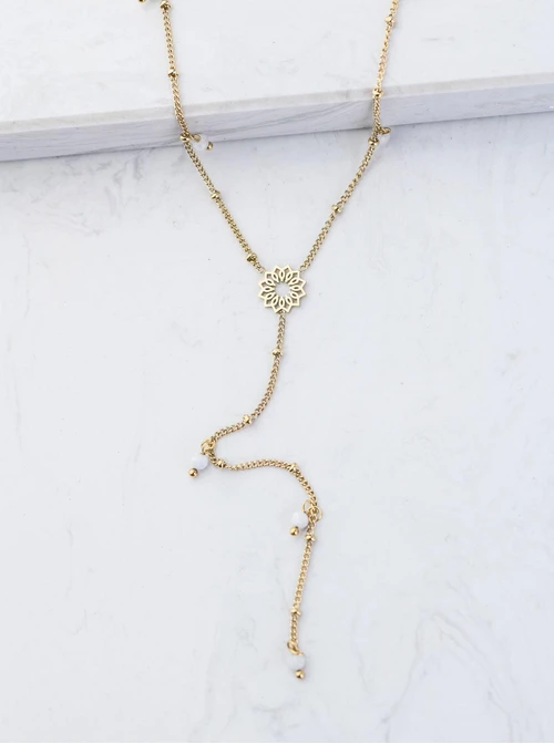 Naszyjnik krawatka, Rozeta Vezzi, Moonstone, stal pozłacana S308342Z00