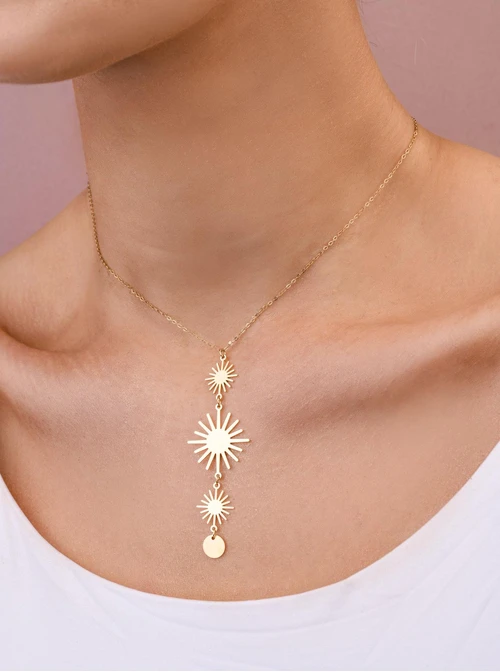 Naszyjnik krawatka słoneczka, stal pozłacana S309436Z00