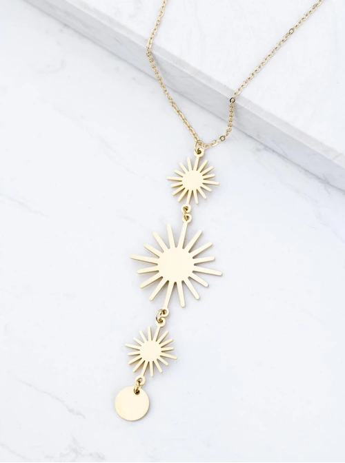 Naszyjnik krawatka słoneczka, stal pozłacana S309436Z00