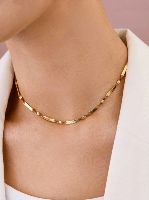 Naszyjnik kręcona żmijka, stal pozłacana S309507Z00