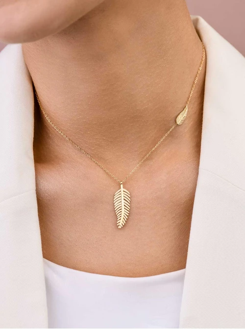 Naszyjnik listki, stal pozłacana S309513Z00