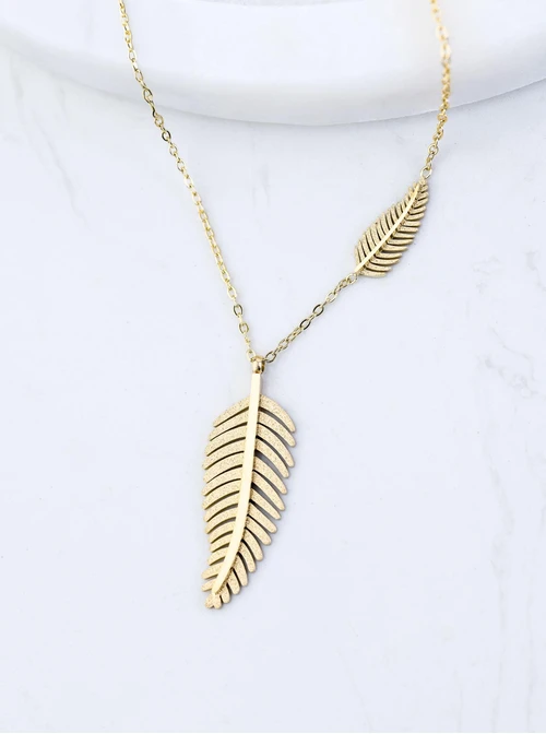 Naszyjnik listki, stal pozłacana S309513Z00