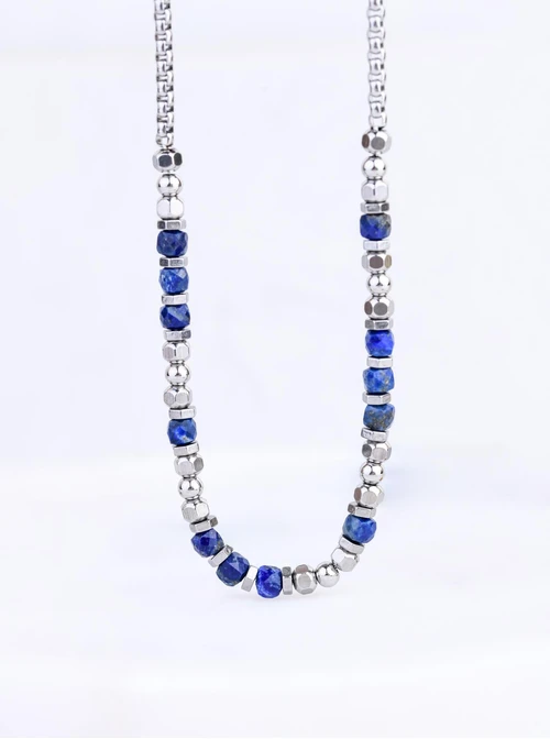 Naszyjnik męski, Lapis Lazuli, stal S309326S00