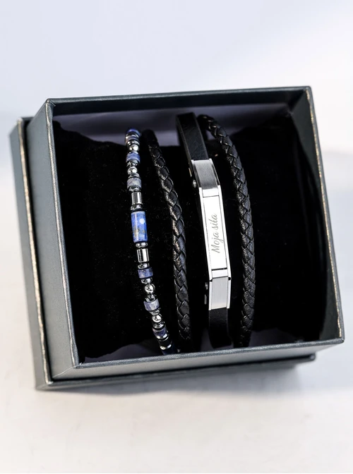 Bransoletka męska, czarny, stal S109298S01