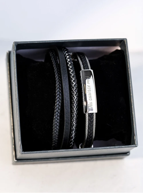 Bransoletka męska, czarny, stal S109293S01