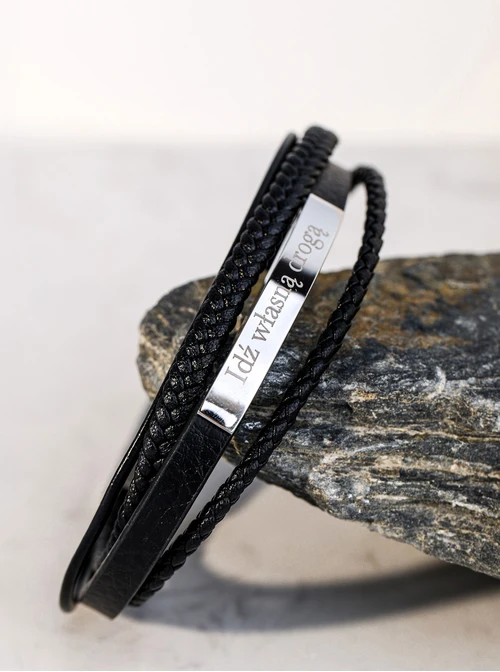 Bransoletka męska, czarny, stal S109316S01