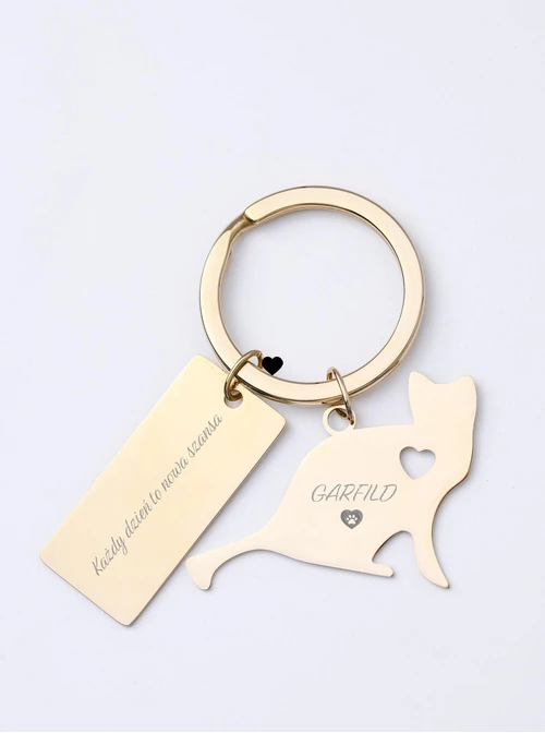 Zawieszka do breloka, kotek, stal pozłacana SC08138Z00