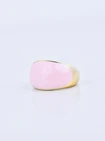 Pierścionek dmuchany z różową emalią, stal pozłacana S409918Z06