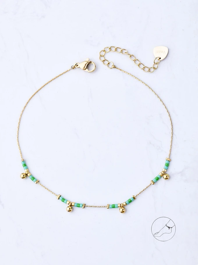 [Zestaw] Bransoletka na kostkę koraliki Miyuki, stal pozłacana S109633Z05