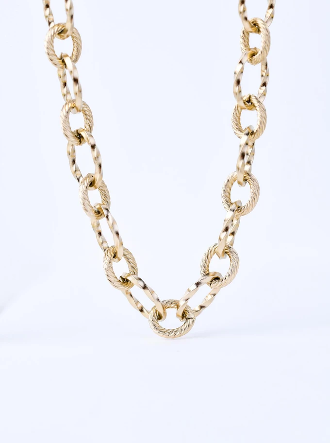 Naszyjnik łańcuch, baza Charms, stal pozłacana S309744Z00
