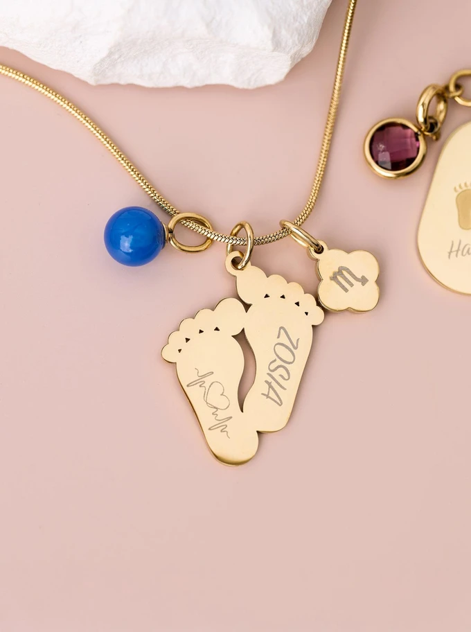 Zawieszka Agat niebieski, stal pozłacana SC08059Z00-10