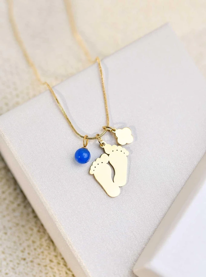 Zawieszka Agat niebieski, stal pozłacana SC08059Z00-10