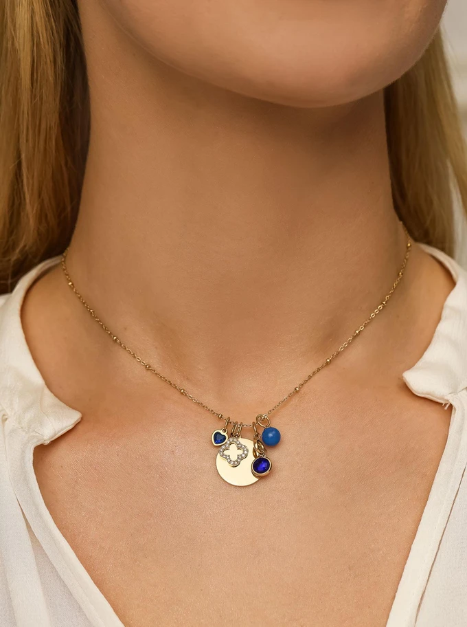 Zawieszka Agat niebieski, stal pozłacana SC08059Z00-10