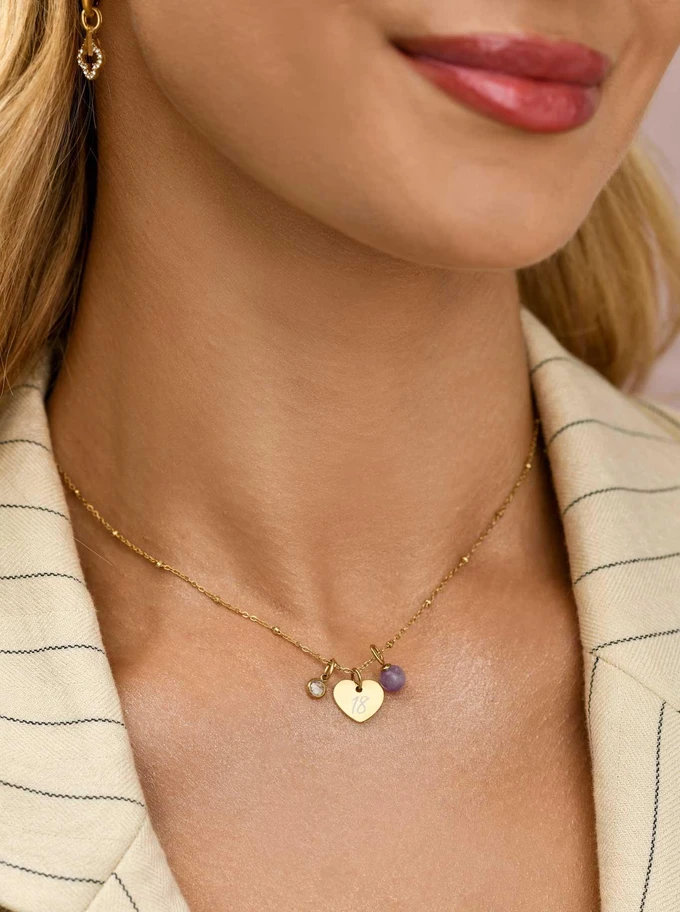 Zawieszka Ametyst Lawendowy, stal pozłacana SC08059Z00-14