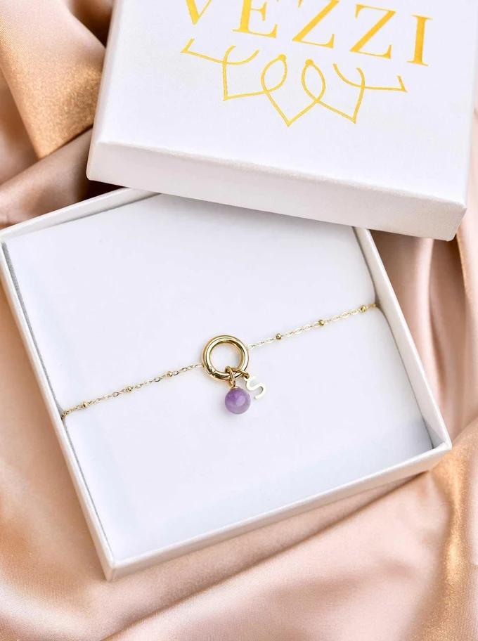 Zawieszka Ametyst Lawendowy, stal pozłacana SC08059Z00-14