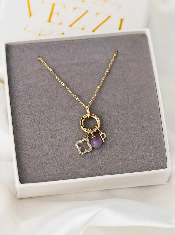 Zawieszka Ametyst Lawendowy, stal pozłacana SC08059Z00-14