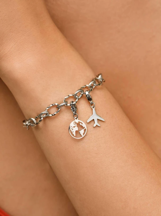 Zawieszka, charms, samolot, stal SC09788S00