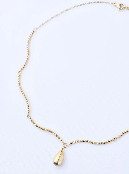 [Zestaw] Naszyjnik dmuchana kropla, stal pozłacana S309499Z00