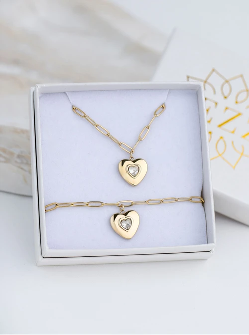 Bransoletka serce, łańcuch, stal pozłacana  S109517Z00